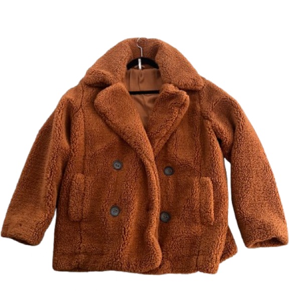 Free People Plush Teddy Coat In Rust - Medium